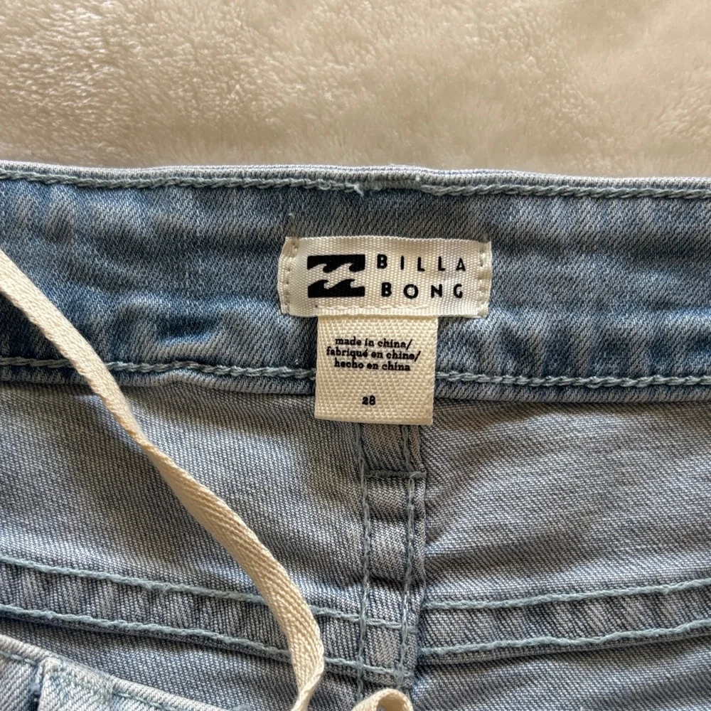 Billabong Lace-Up Light Blue Jean Shorts - Picture 2 of 4